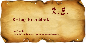 Krieg Erzsébet névjegykártya